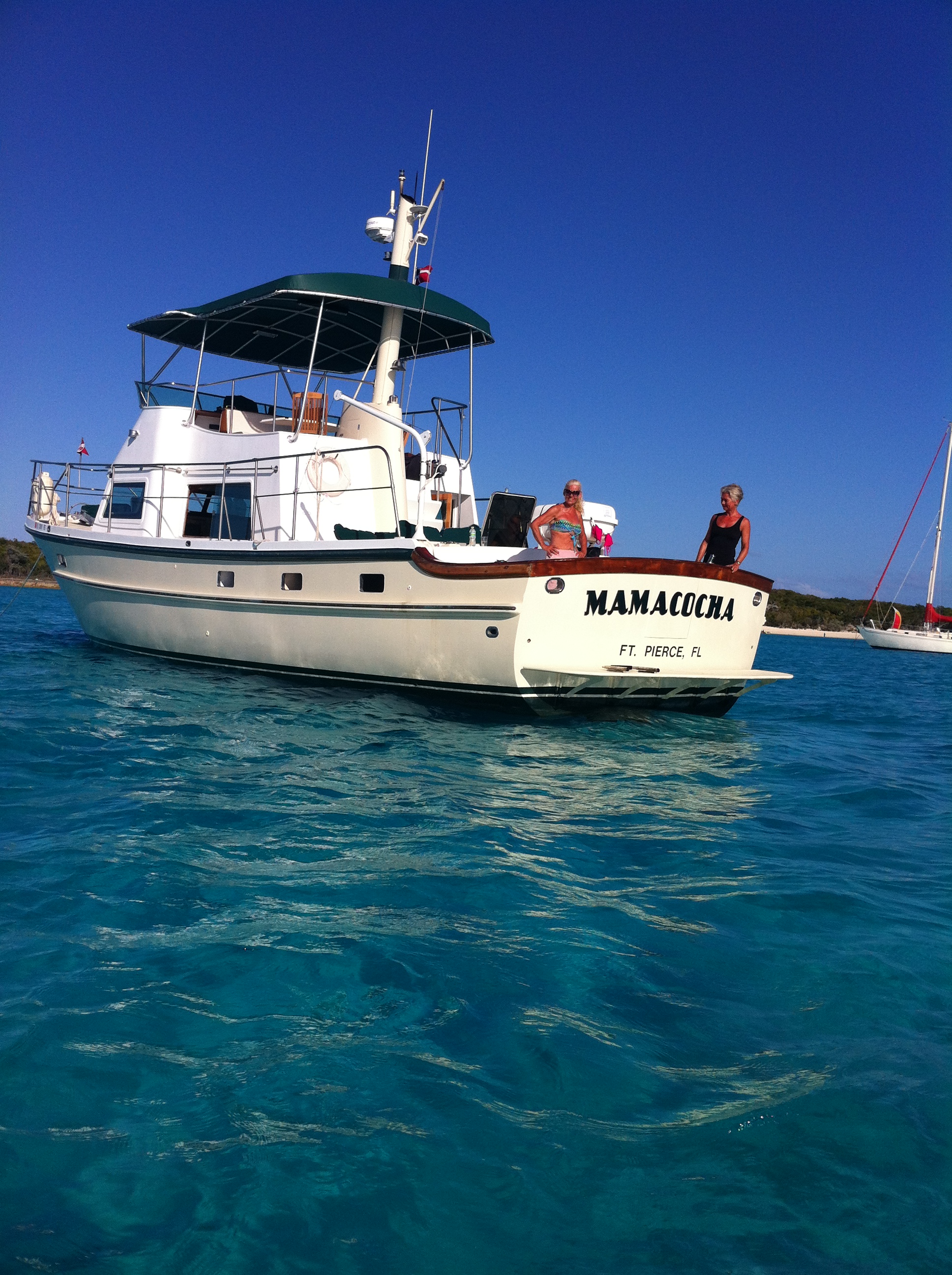 The Bahamas- just 'right over there' where the water is as clear as the air. This could be you. This boat has the range to cross oceans.